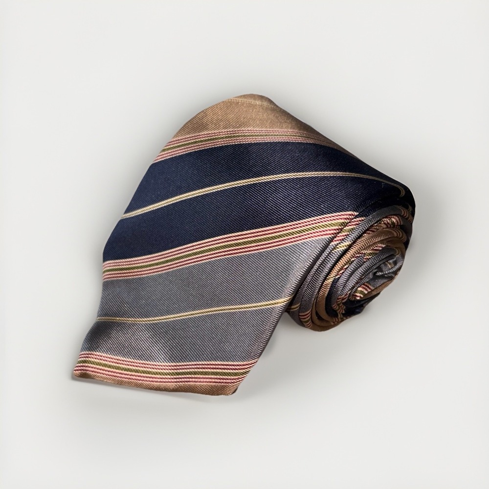 Vintage Pierre Cardin Men's Classic Necktie Browns Base 100% Silk  Striped